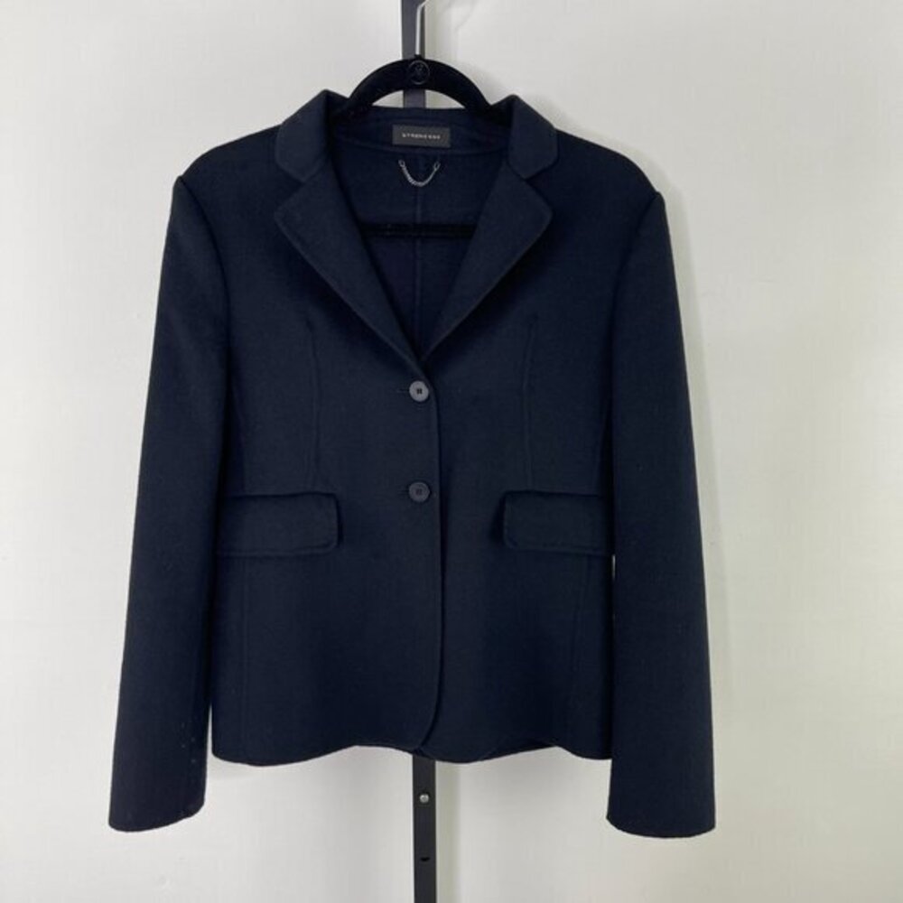 Strenesse Gabriele Strehle Black Wool/Cashmere Single Breasted Blazer Size 36